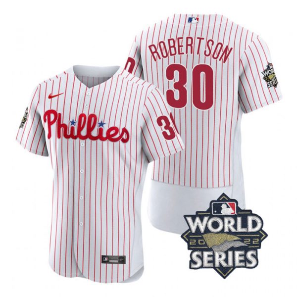 Phillies 30 David Robertson White Nike 2022 World Series Flexbase Jersey->philadelphia phillies->MLB Jersey